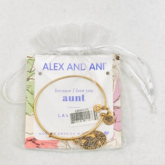 Alex and Ani Because I love you "Aunt" Bracelet w/Lavender Charm- NWT - Picture 7 of 7